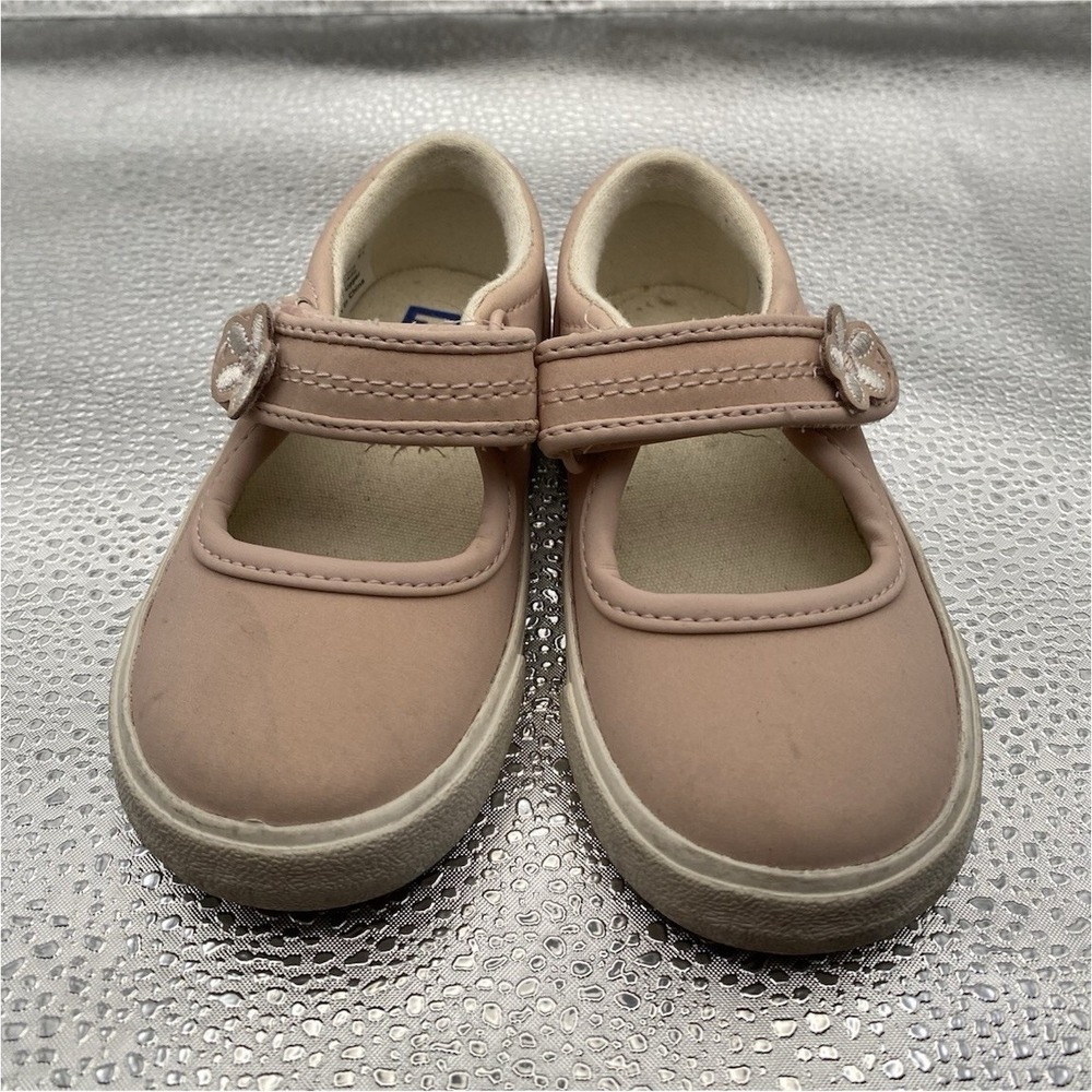 Keds Girls Pink Flower Mary Jane Hook & Loop Adjustable Strap Flat Shoes Size 5